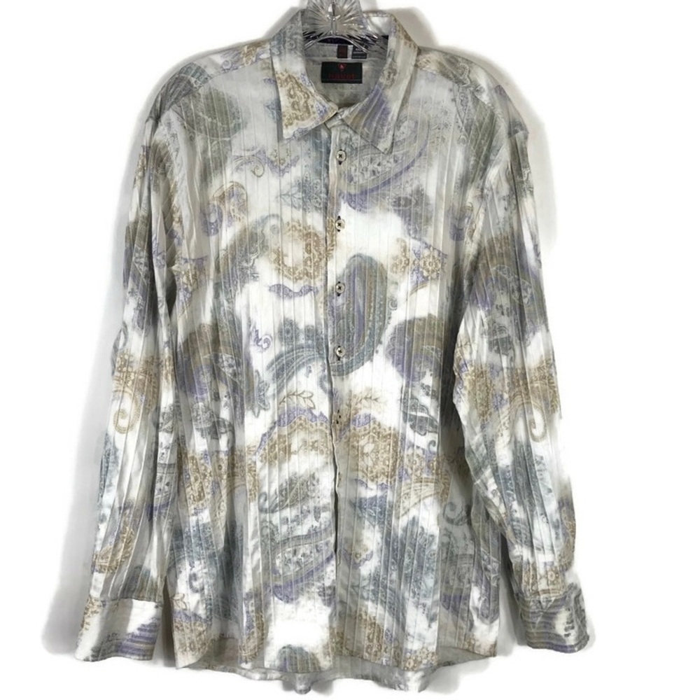 Haupt Button down Shirt Floral Ribbed Men’s size Large